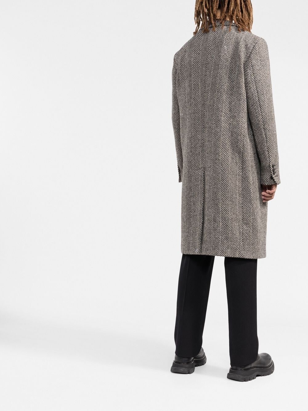Golden Goose Logo-patch Single-breasted Coat In Gray