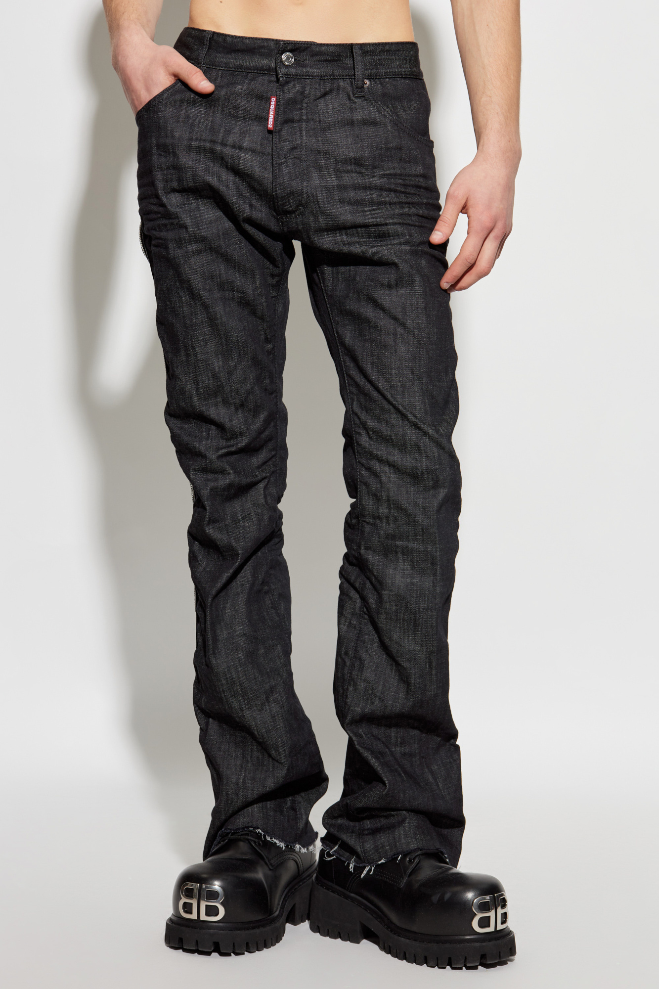 Dsquared2 Zippered Jeans Pants In Black