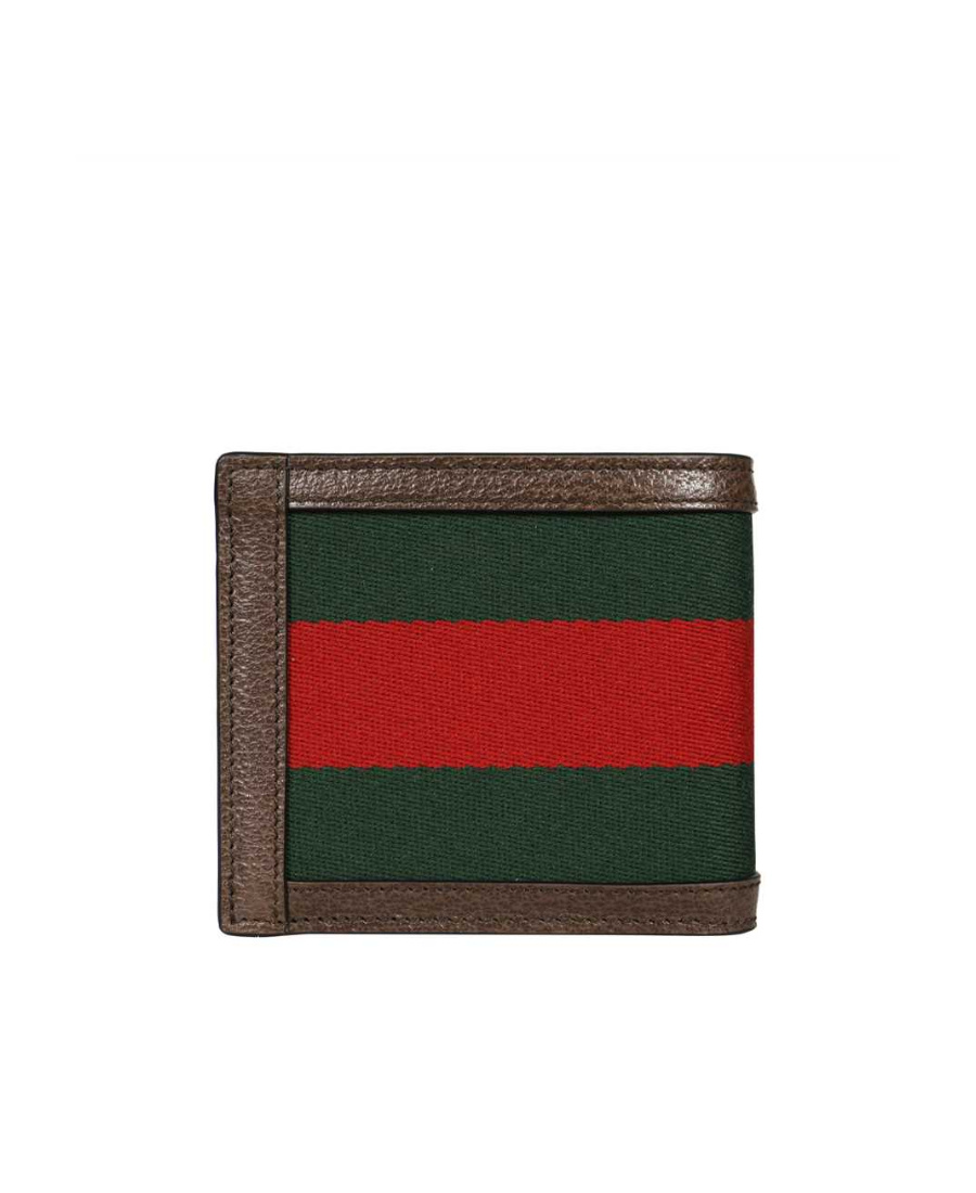 Gucci Web-stripe Leather-trim Wallet In Green