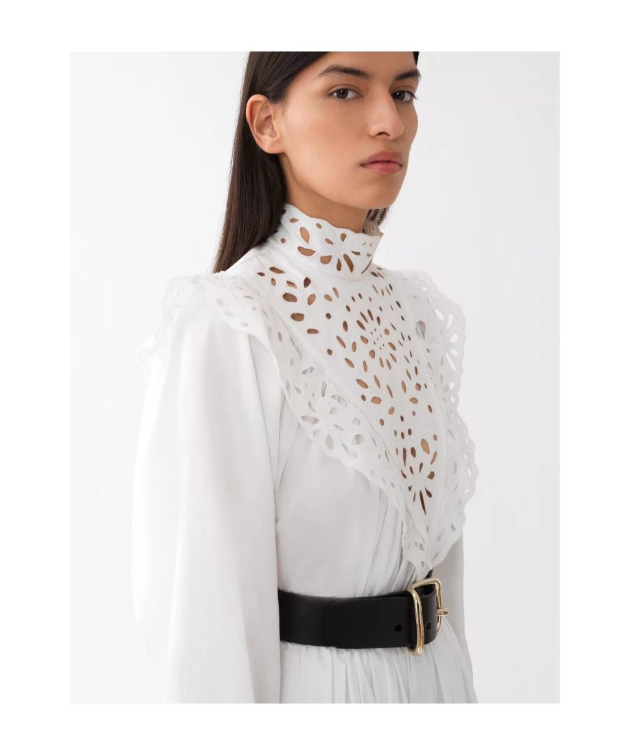 Chloé High-neck Broderie Anglaise Blouse In White
