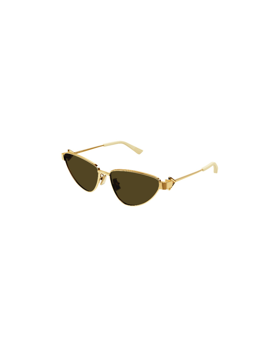 Bottega Veneta Metallic Cat-eye Frame Sunglasses In Brown