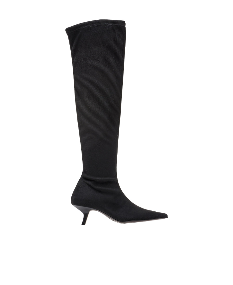 Pinko 65mm Knee-high Suede Boots In Black