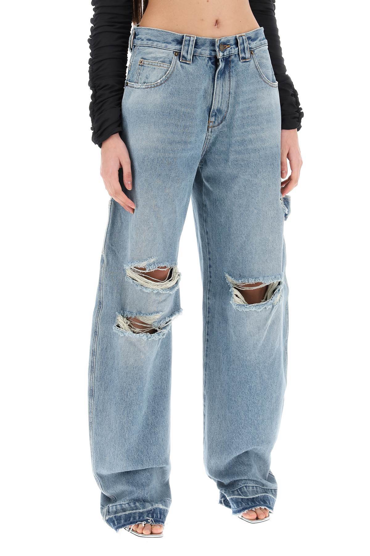 Shop Darkpark Audrey Barrel Leg Distressed Carpenter Jeans In Blue