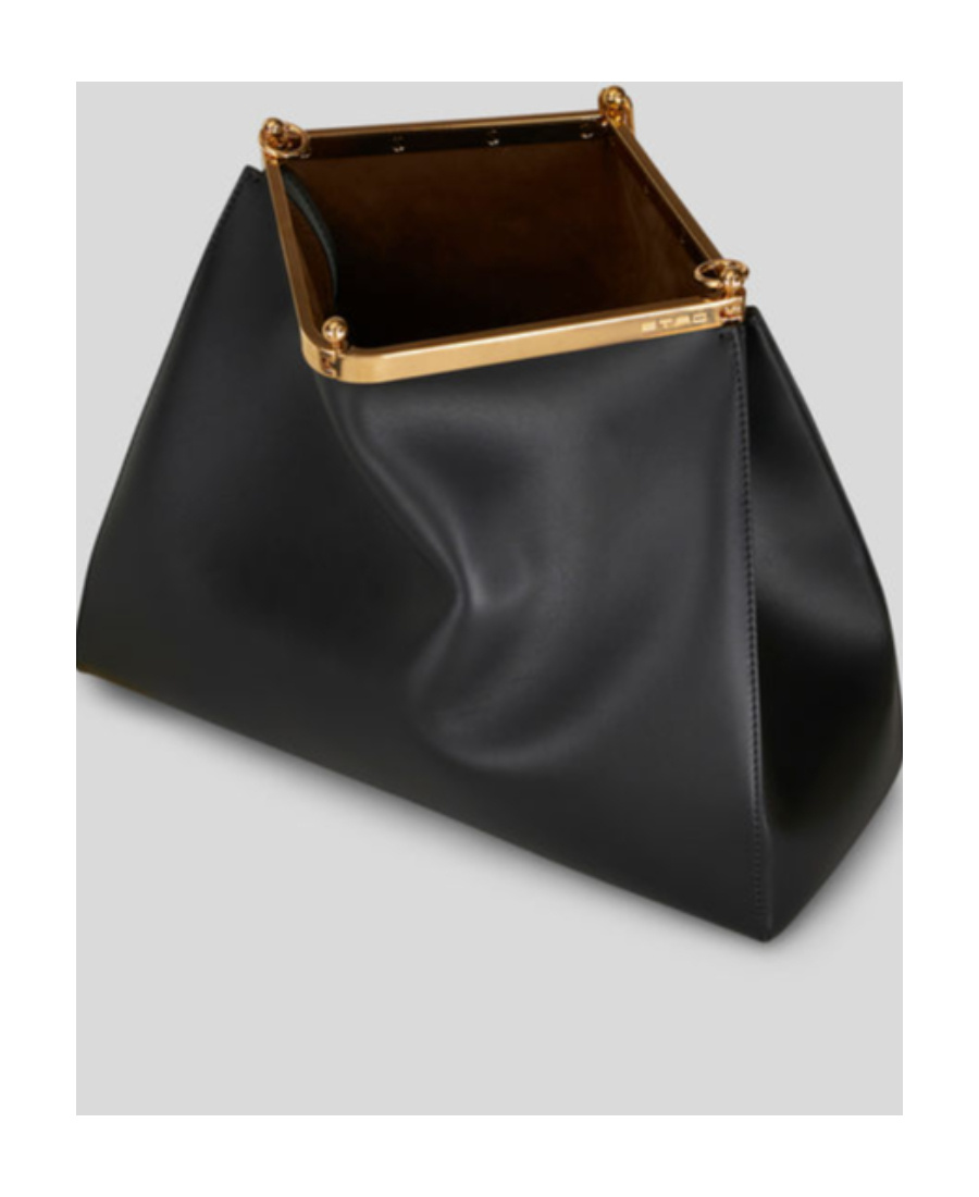 Etro 'small Vela' Black Shoulder Bag With Logo And Pegasus Charm In Black