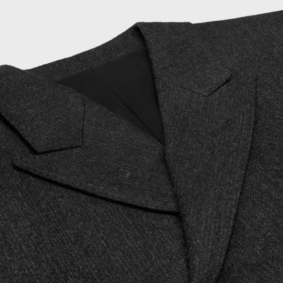 Celine Double-breasted Black Wool Blazer With Tailored Fit In Black