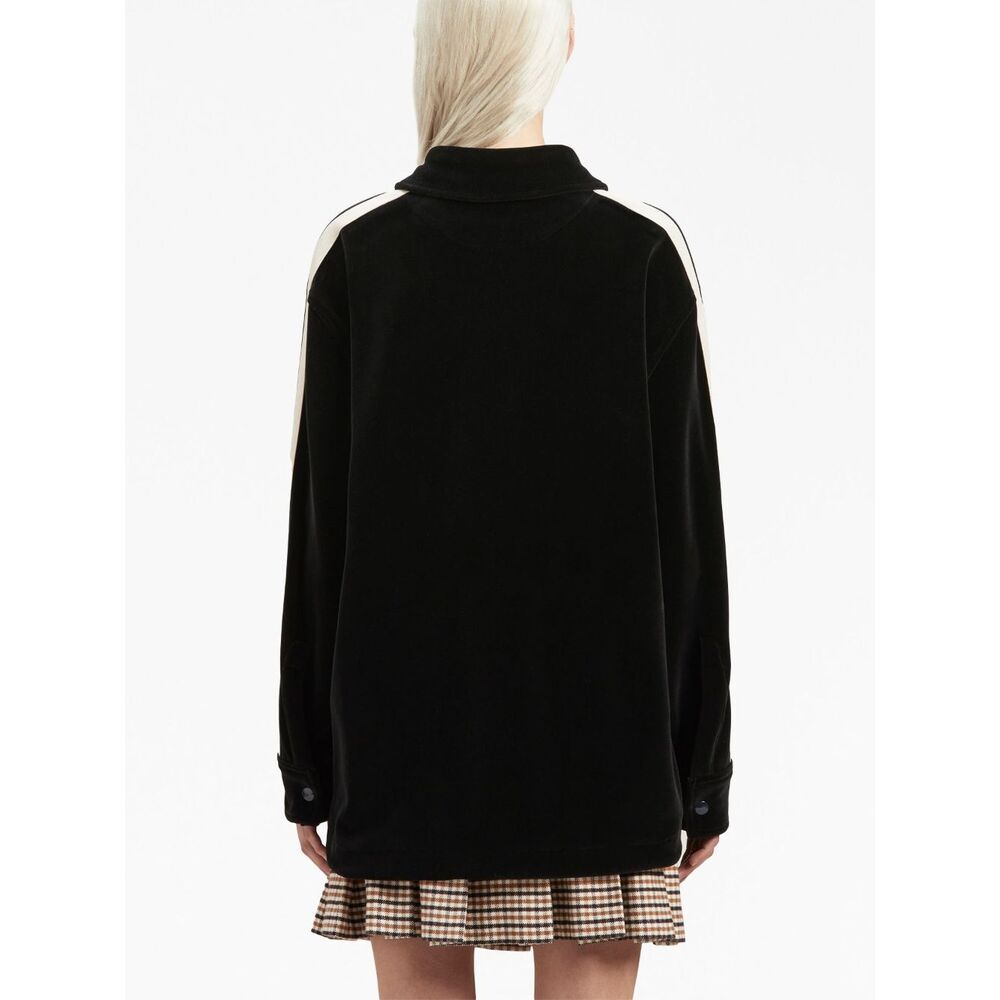 Palm Angels Logo-embroidered Velvet Track Shirt In Black