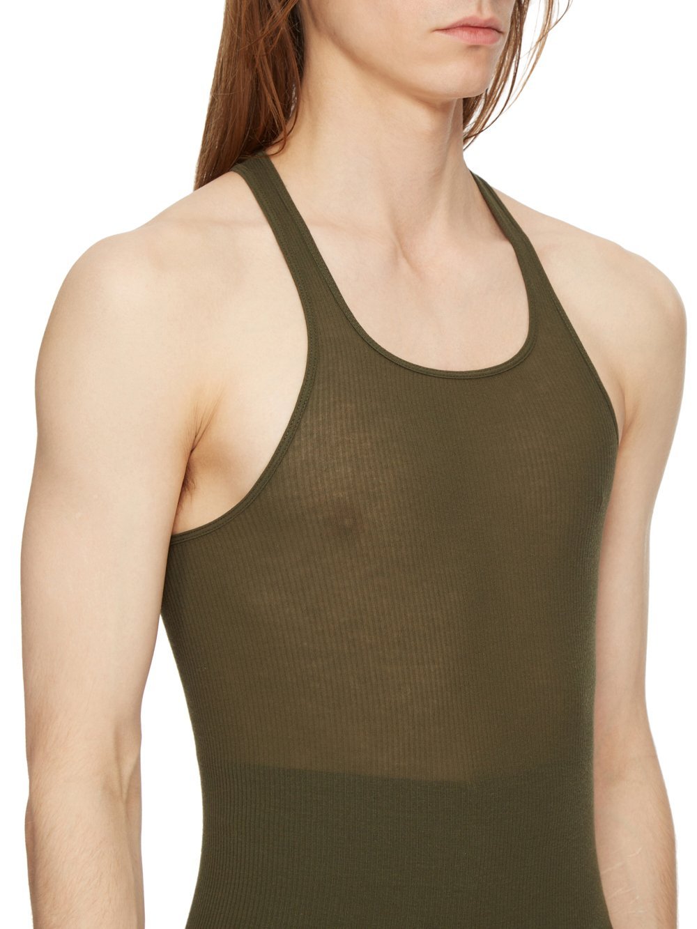 Rick Owens Basic Fine-ribbed Tank Top In Green
