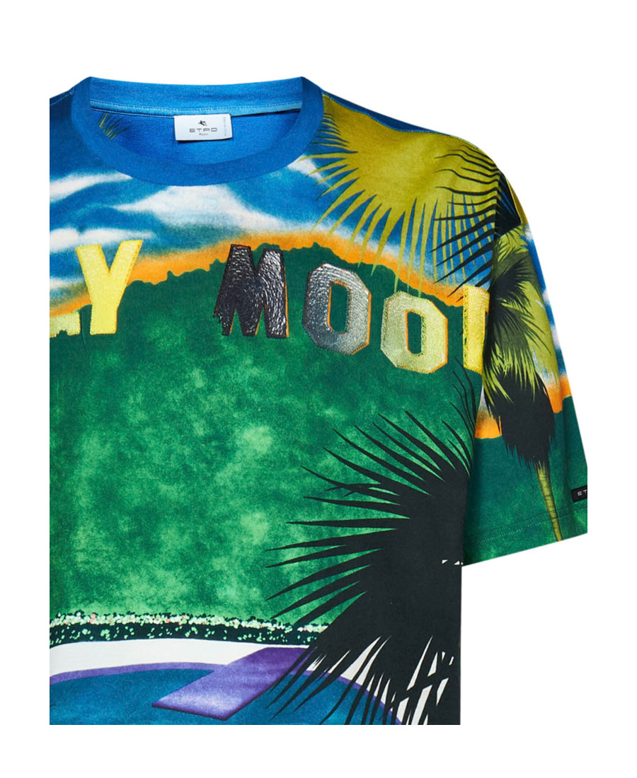 Etro All Over Print Graphic T-shirt California In Multi