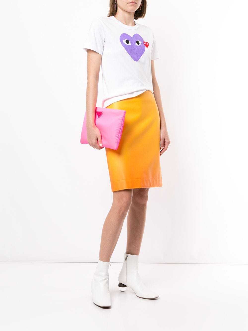 Comme Des Garçons Play Logo-patch Printed T-shirt In White