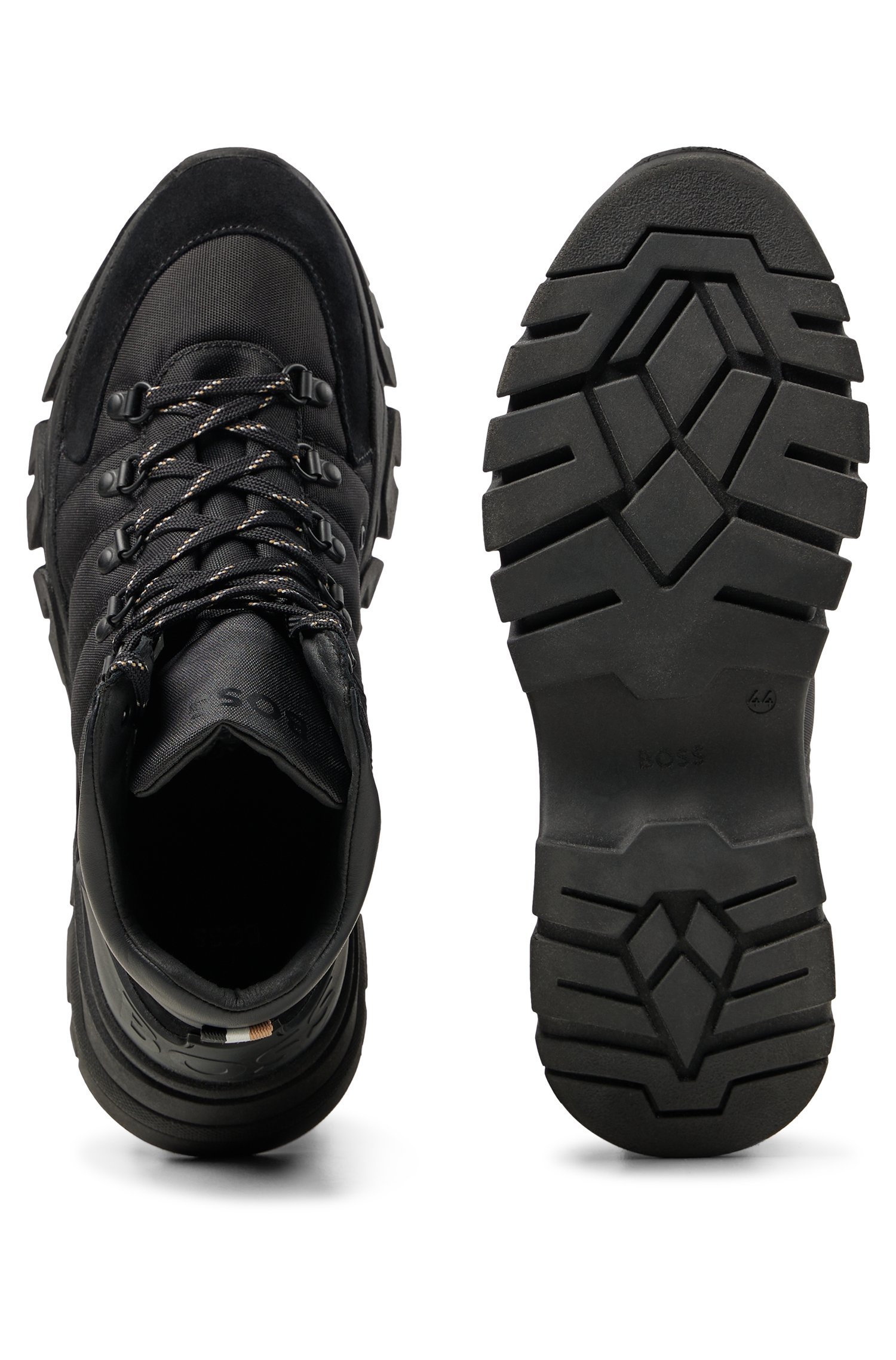 Hugo Boss Lace-up Ankle Boots In Black