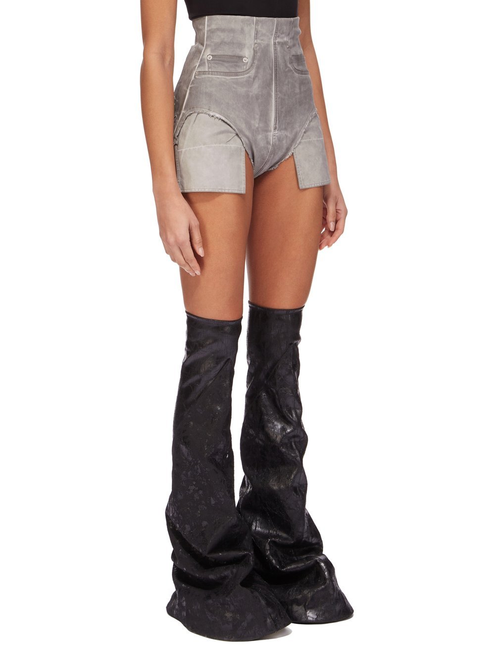 Rick Owens Drkshdw Pierced Denim Shorts In Nude