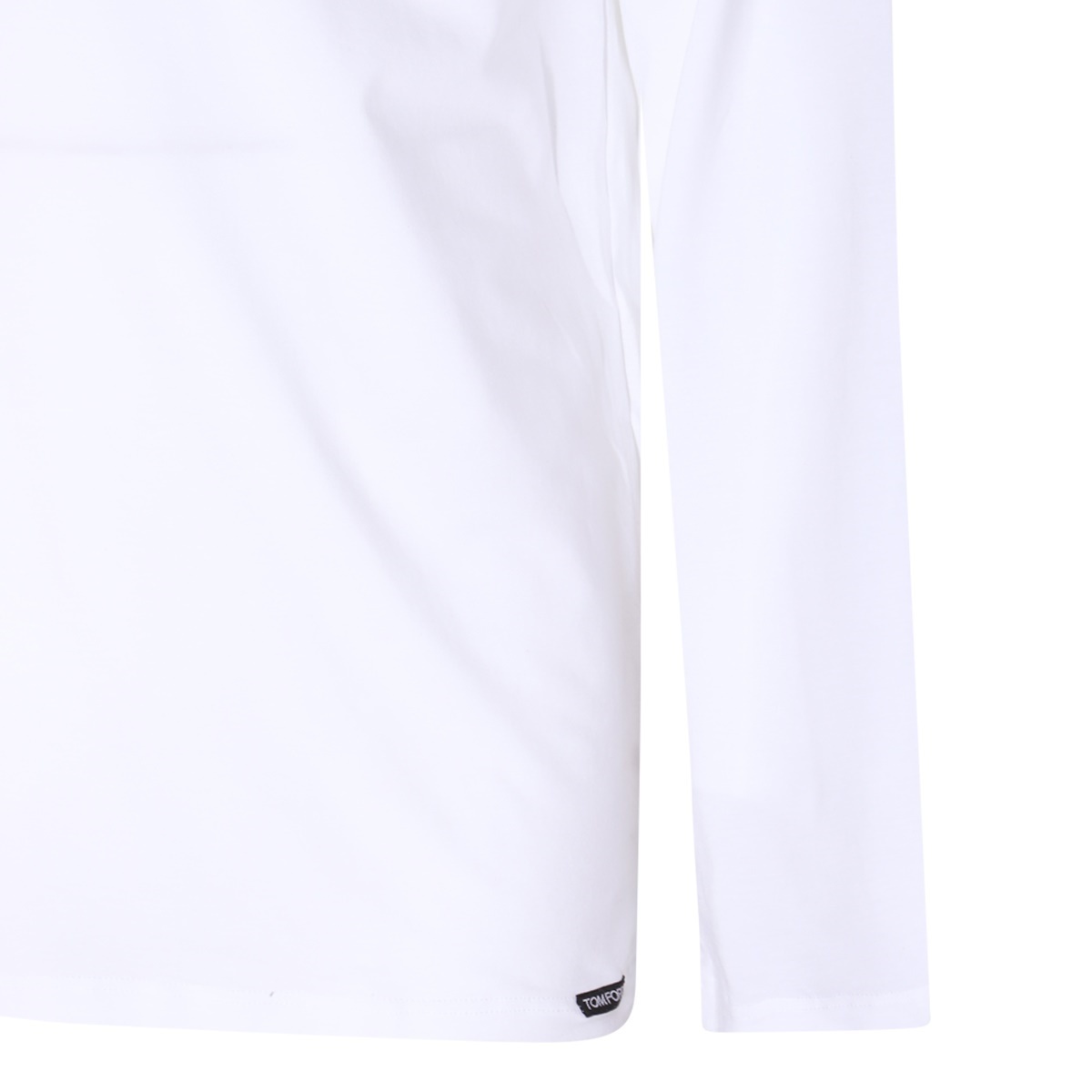Tom Ford White Long-sleeved Basic T-shirt With Cuffs In Lyocell Blend Man In White