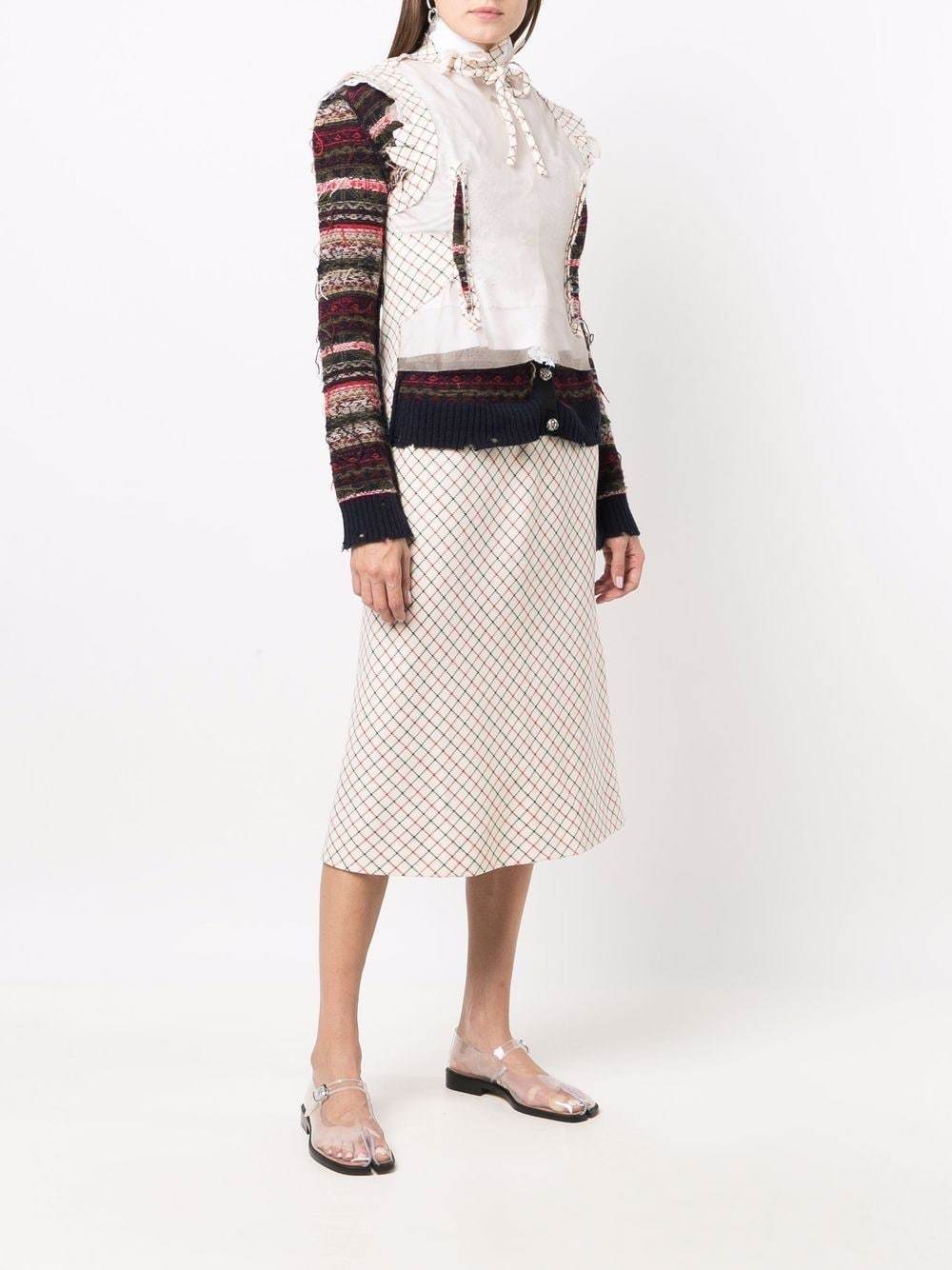 Maison Margiela Check-print Panelled Midi Dress In Nude