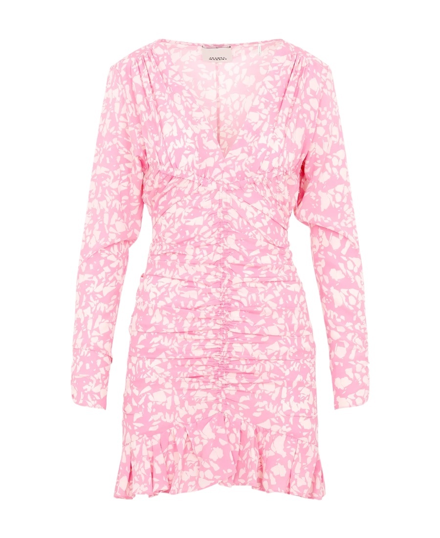 Isabel Marant Lara V-neck Floral Mini Dress In Pink
