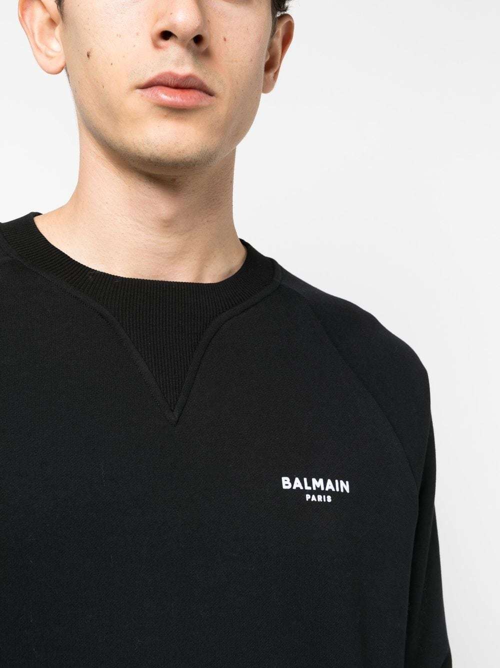BALMAIN LOGO-PRINT CREW-NECK SWEATSHIRT