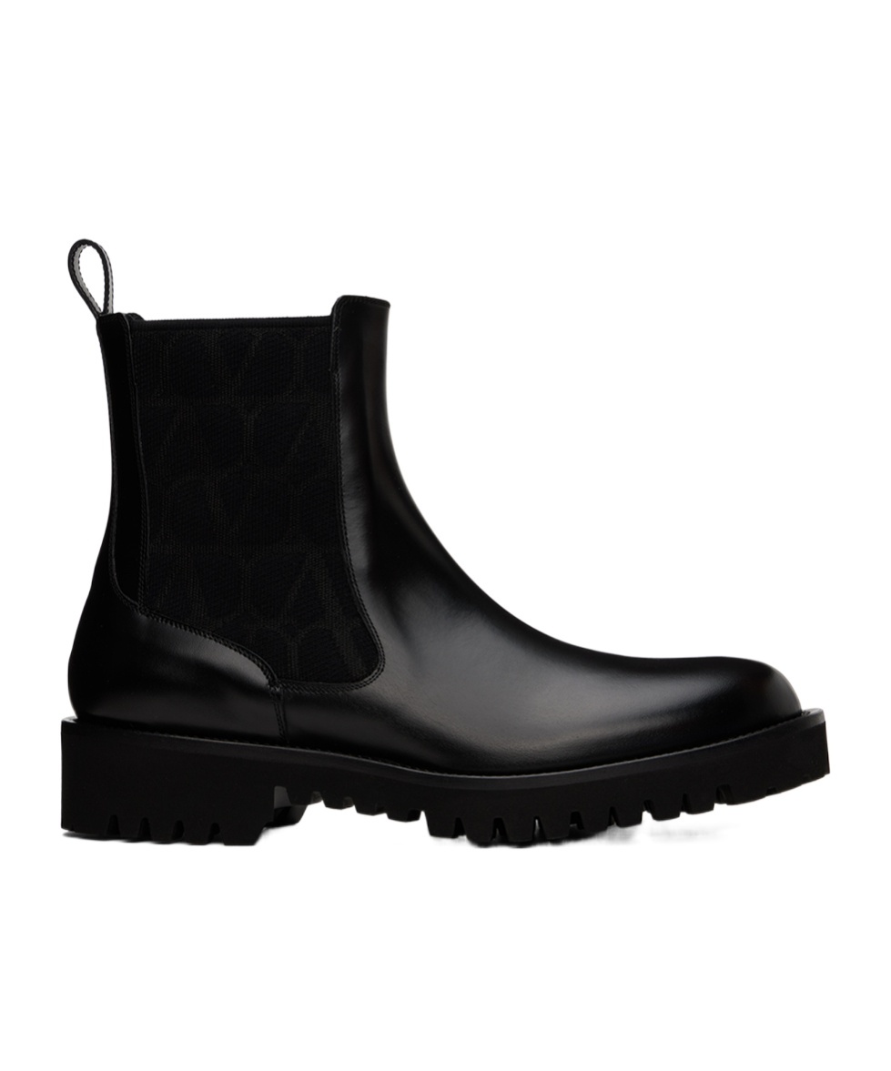 Valentino Toile Iconographe Leather Boots In Black