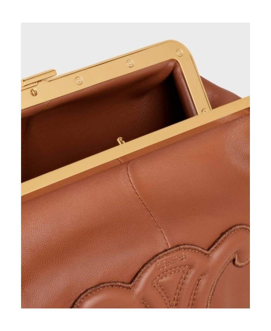 Celine Triomphe Smooth Sheep Leather Handbag In Brown