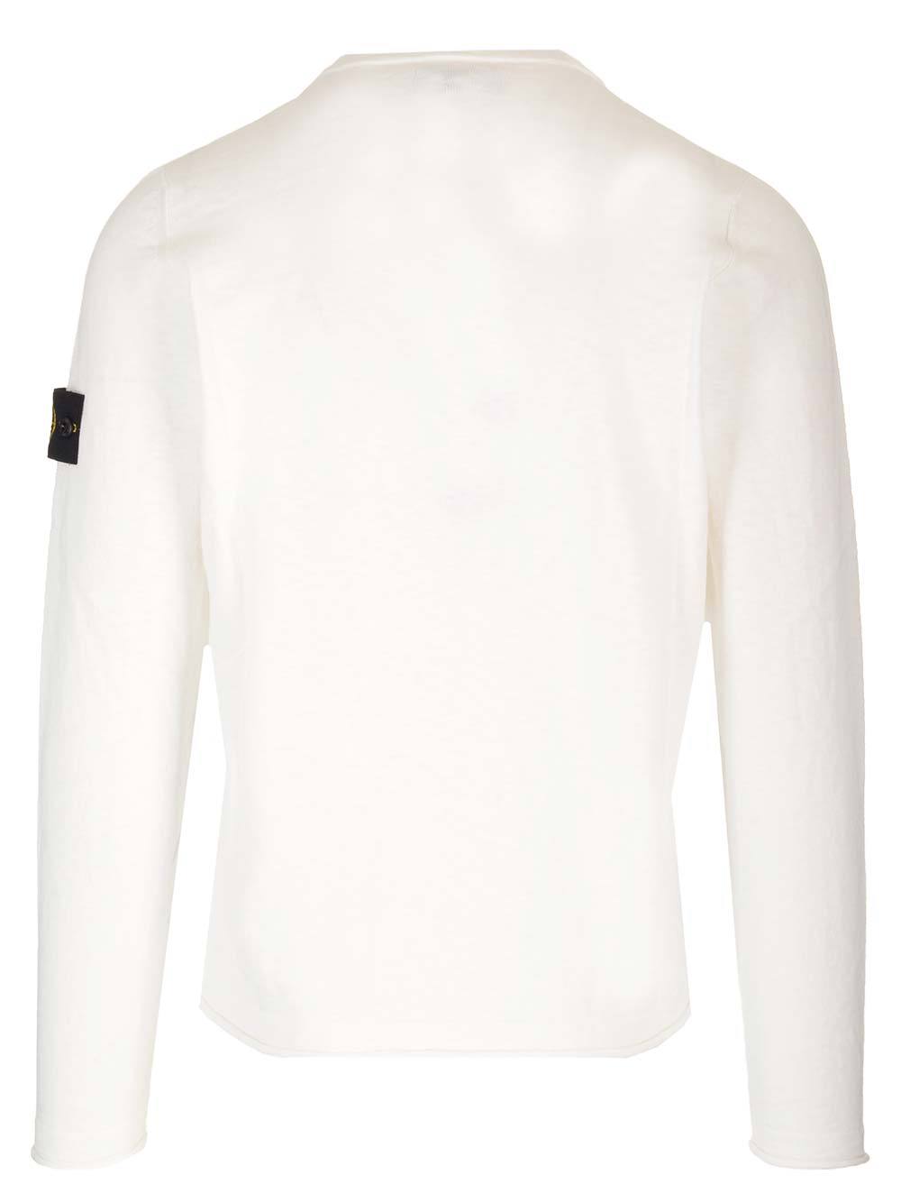 Stone Island Wool Blend Sweatshirt With Iconic Logo Patch And Timeless Design In White