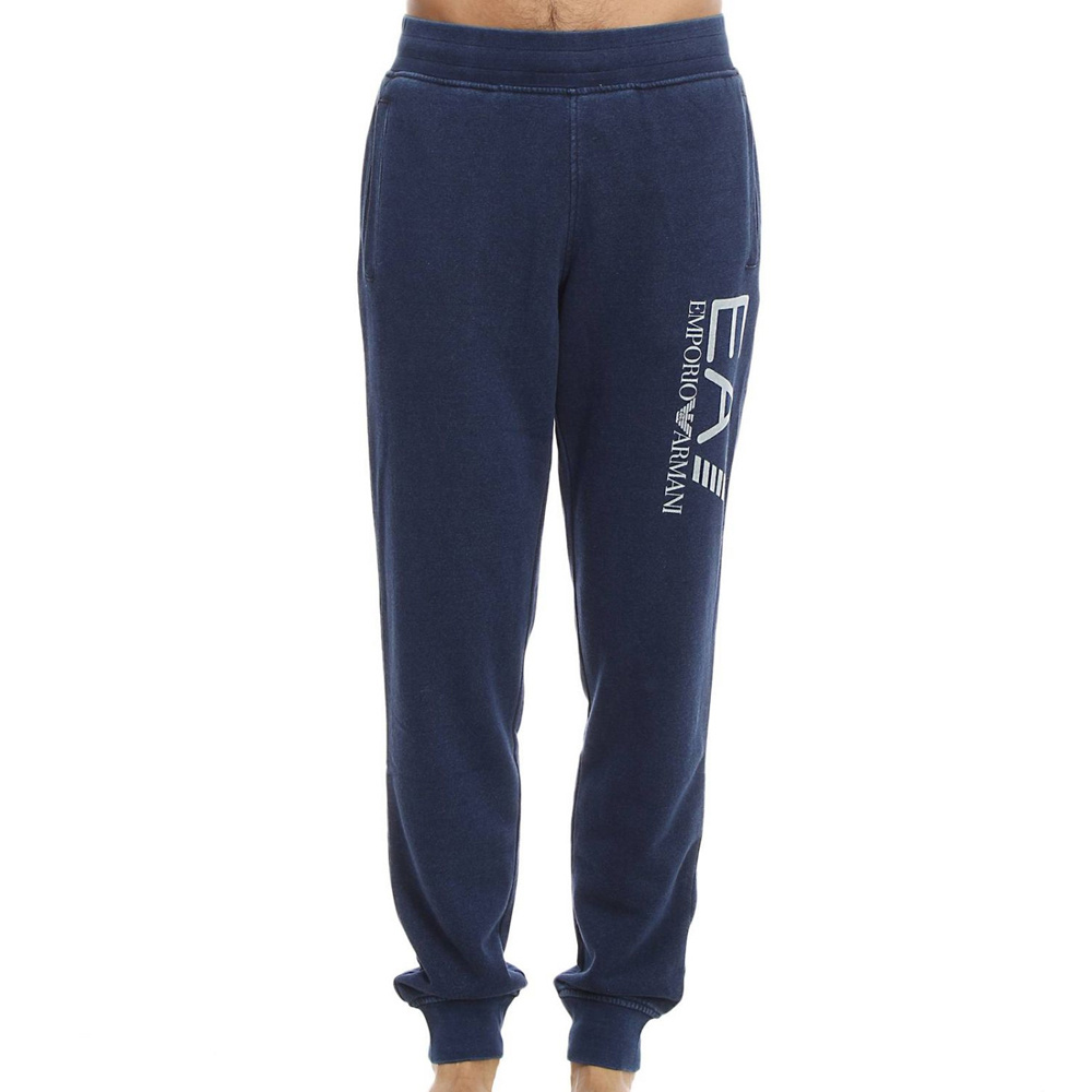 Ea7 Logo Printed Sweatpants In Blue
