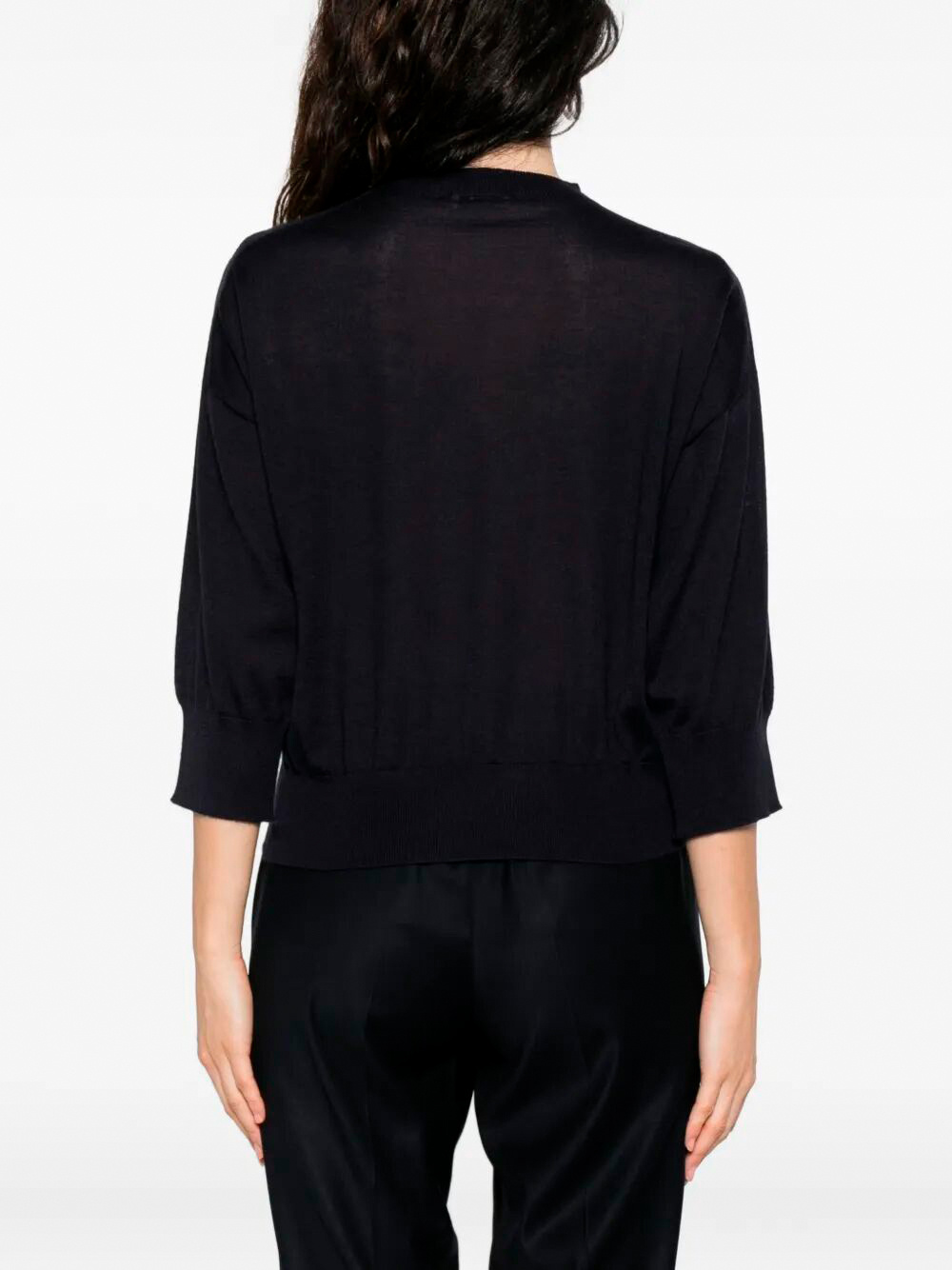 Peserico Cropped Cashmere Blend Sweater In Black