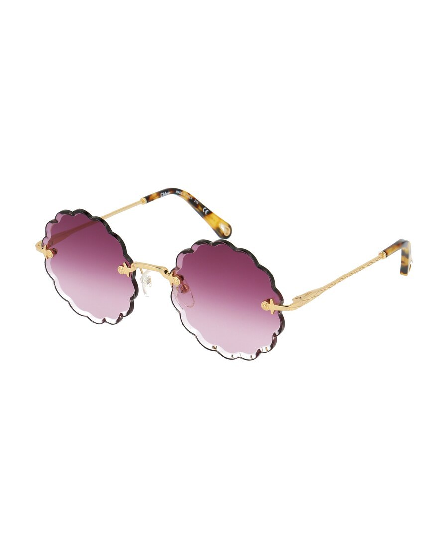 Chloé Rosie Round Frame Metal Sunglasses In Pink
