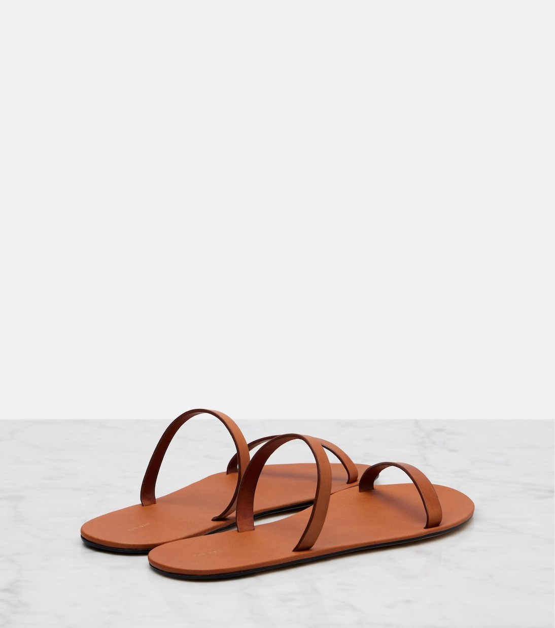 The Row Helena Leather Sandals In Brown