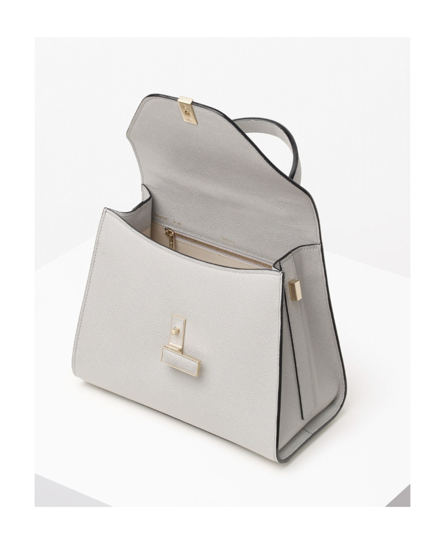 Valextra Iside Leather Crossbody Bag In Gray
