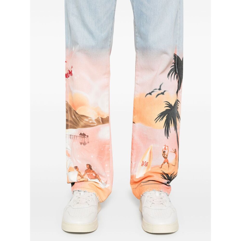 Amiri Logo-embroidered Jeans In Multicolor