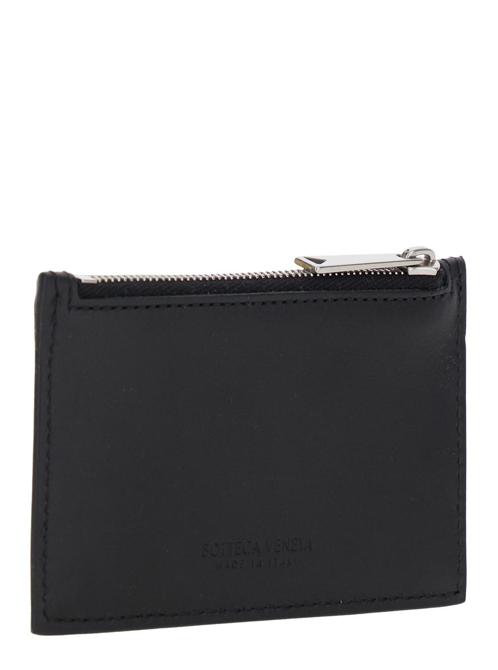 Bottega Veneta Black Card-holder With Intreccio Motif In Leather Man In Black