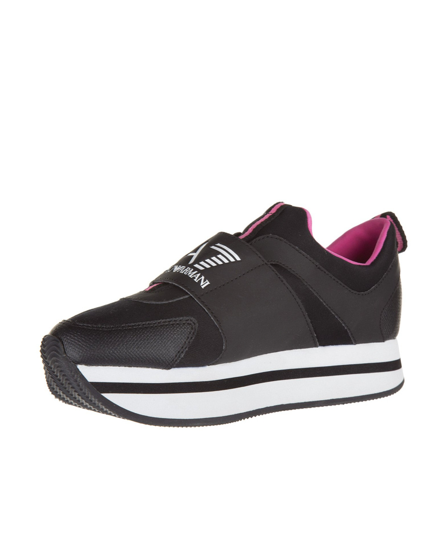 Ea7 Logo Thick-soled Leisure Sports Shoes In Black