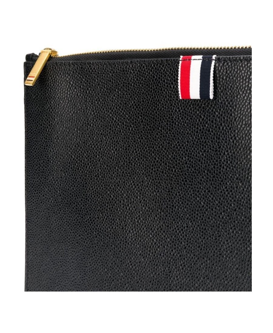 Thom Browne Rwb Strap Medium Gusset Folio In Black