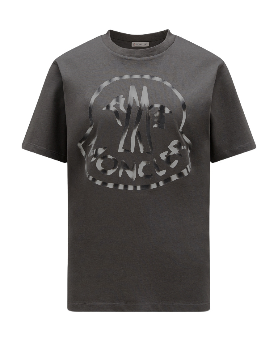 Moncler Logo-print Short-sleeved T-shirt In Gray