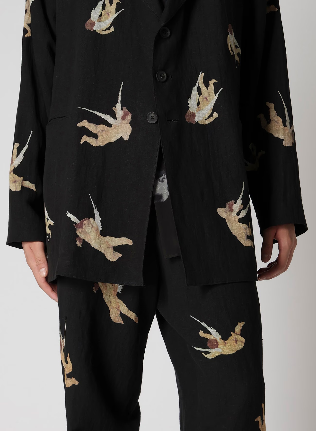 Yohji Yamamoto Angel Pattern Casual Jacket In Black
