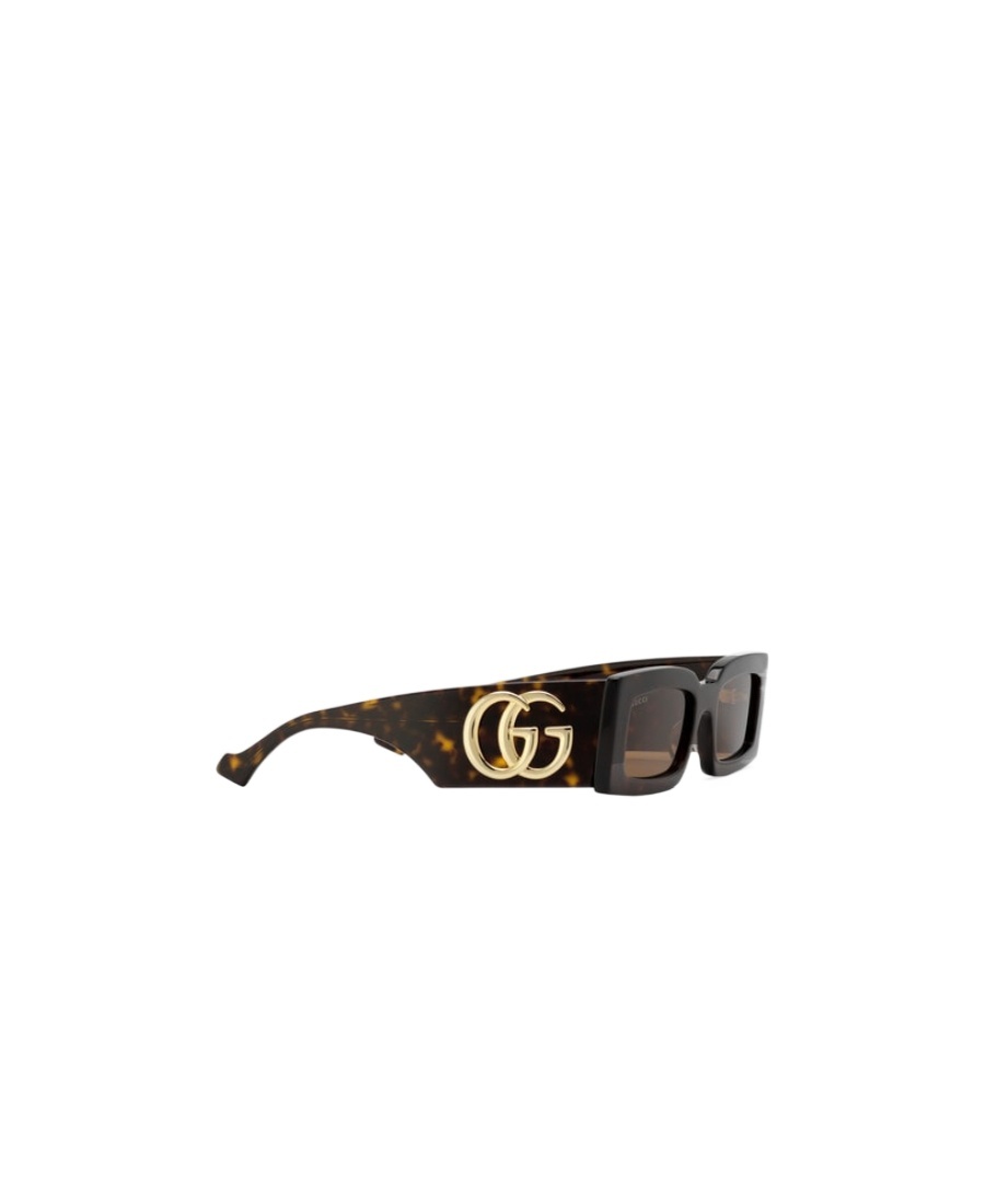 Gucci Logo-plaque Rectangle-frame Sunglasses In Brown