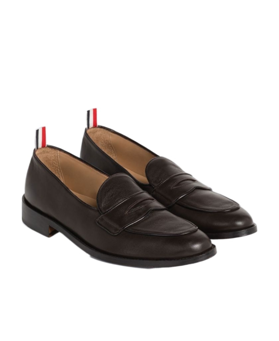 Thom Browne Grosgrain-loop Trim Loafers In Brown