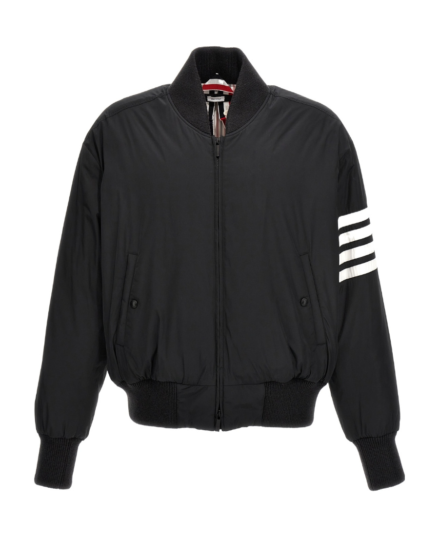 Thom Browne 4-bar Plain Weave Suiting Bomber Jacket In Black