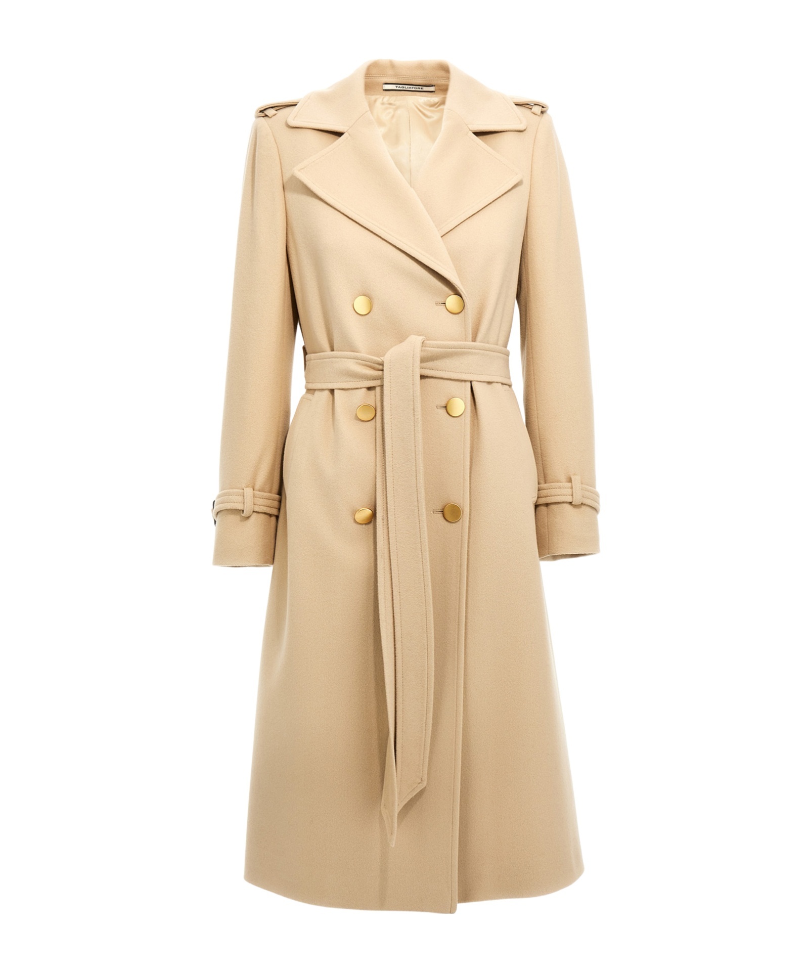 Tagliatore 'luanne' Belted Double-breasted Coat In Nude