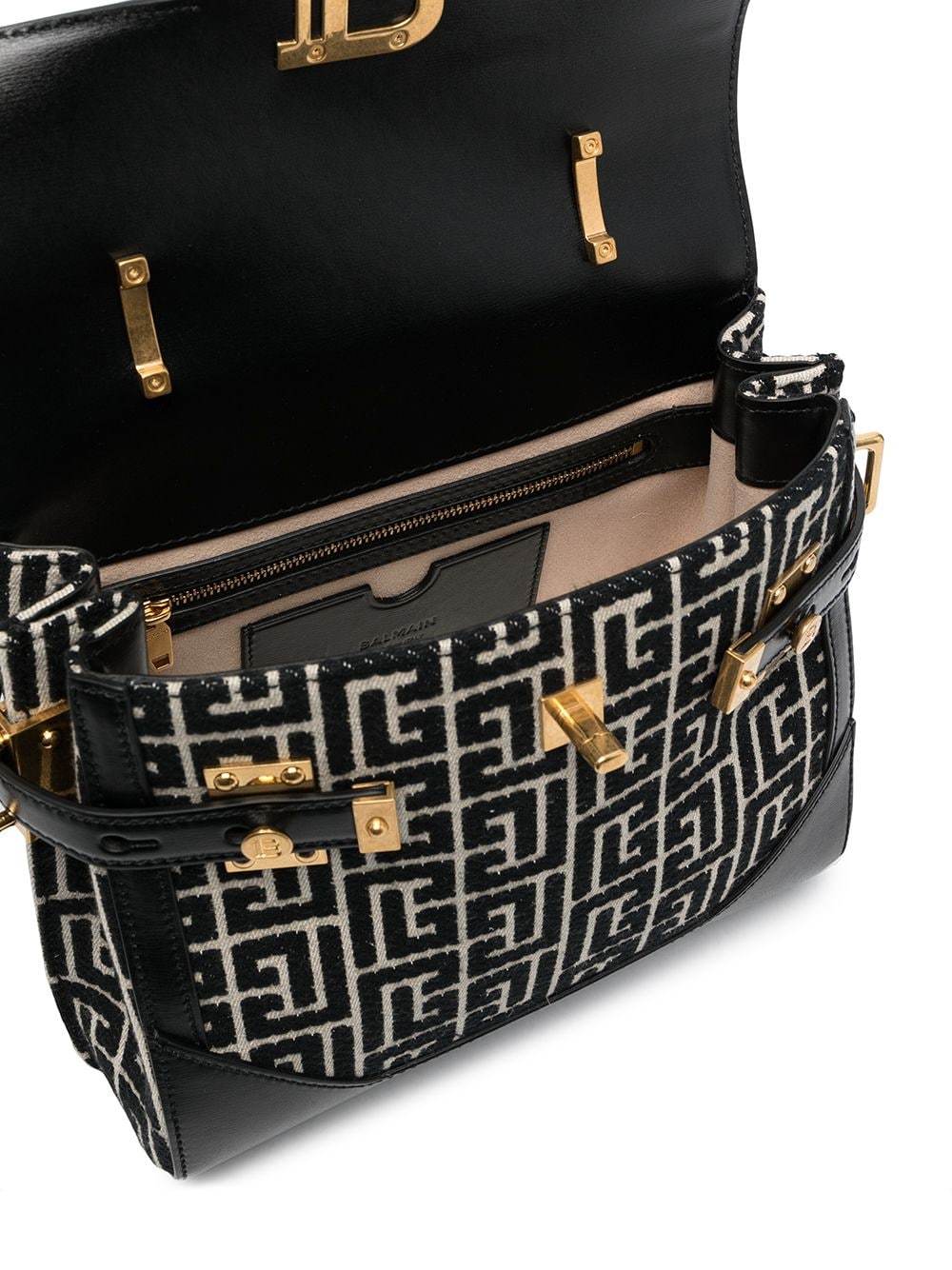 Balmain Bicolor Jacquard B-buzz 23 Bag In Black