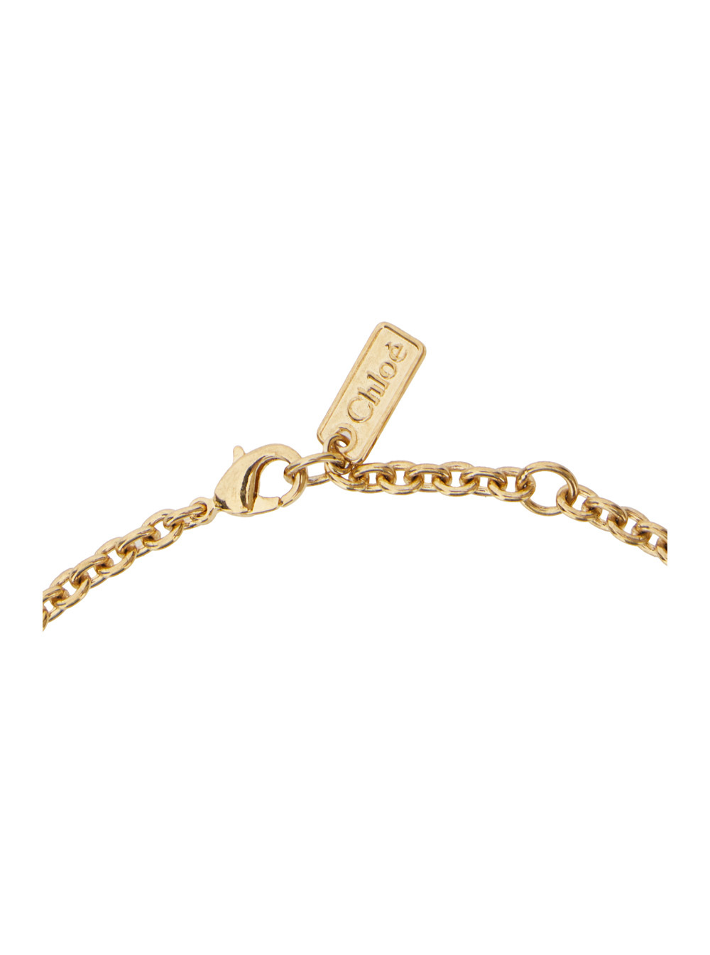 Chloé Metallic Necklace With Rear Hook Closure And Three Logo Charms In Brass Woman