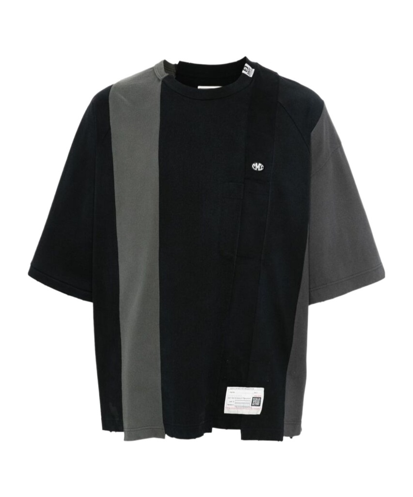 Miharayasuhiro Maison Mihara Yasuhiro Vertical Switching Crewneck T-shirt In Black