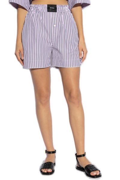 Palm Angels Striped Pattern Shorts In Purple