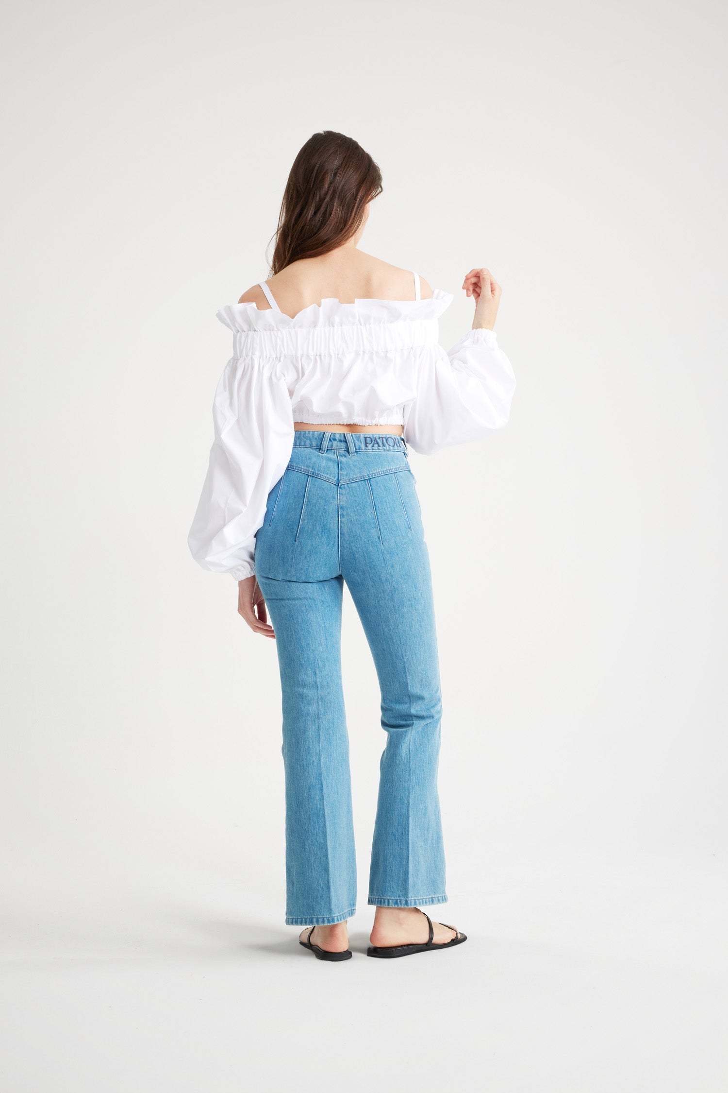 Shop Patou Bow-detail Cotton Crop Top In White