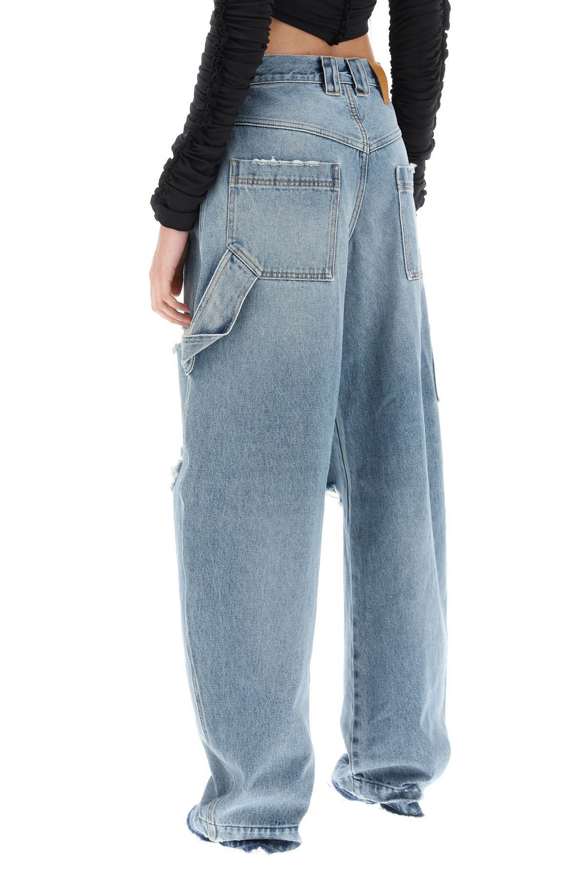 Shop Darkpark Audrey Barrel Leg Distressed Carpenter Jeans In Blue