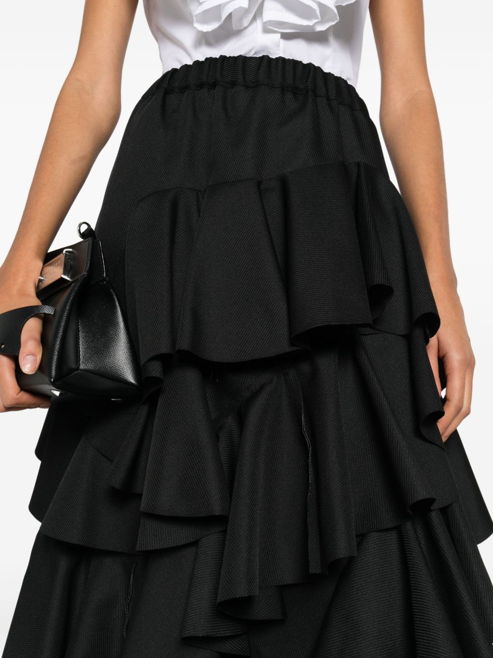 Comme Des Garçons Elastic Waist Midi Skirt In Black