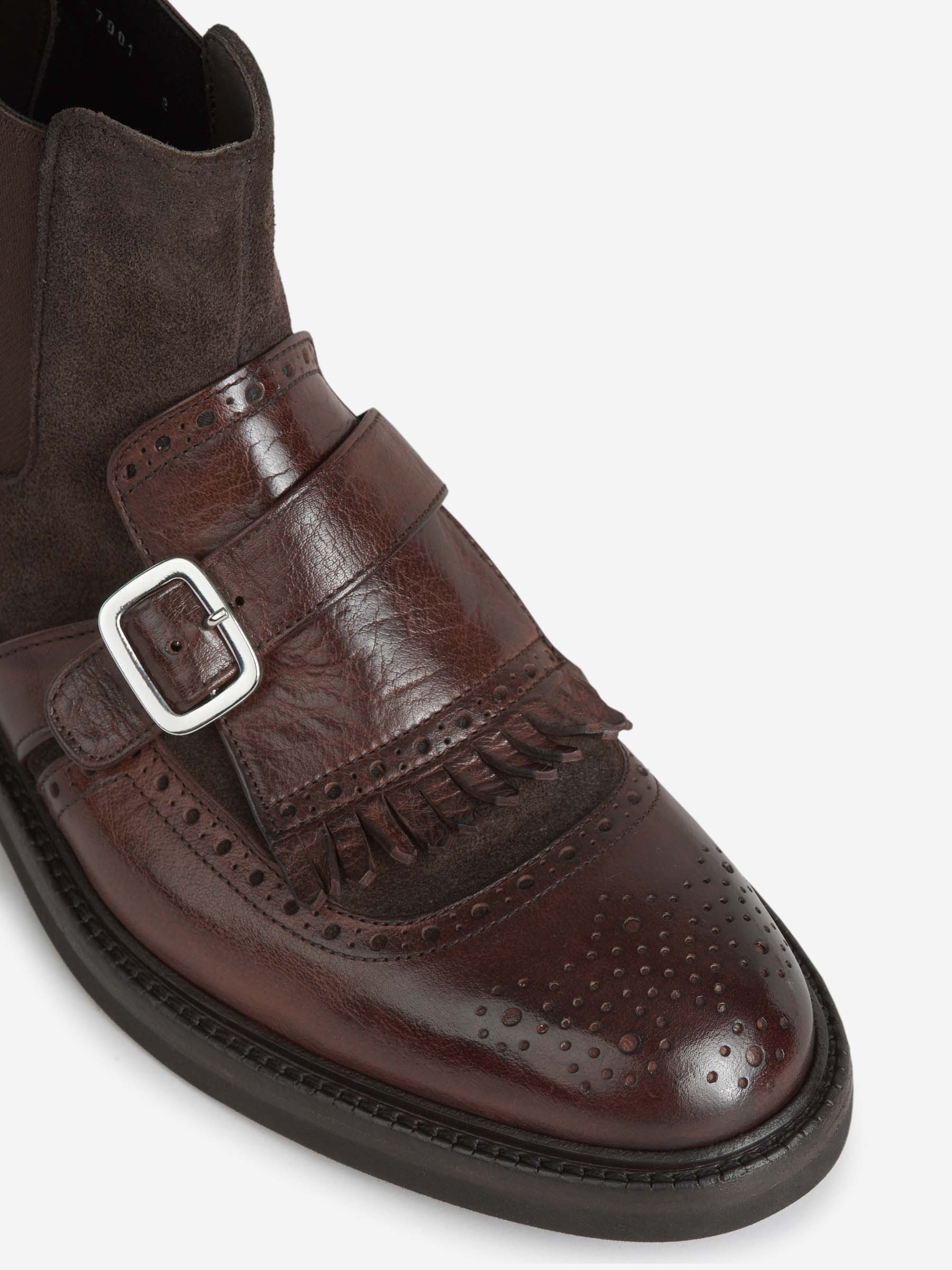 Green George Leather Buckle Ankle Boots In Black
