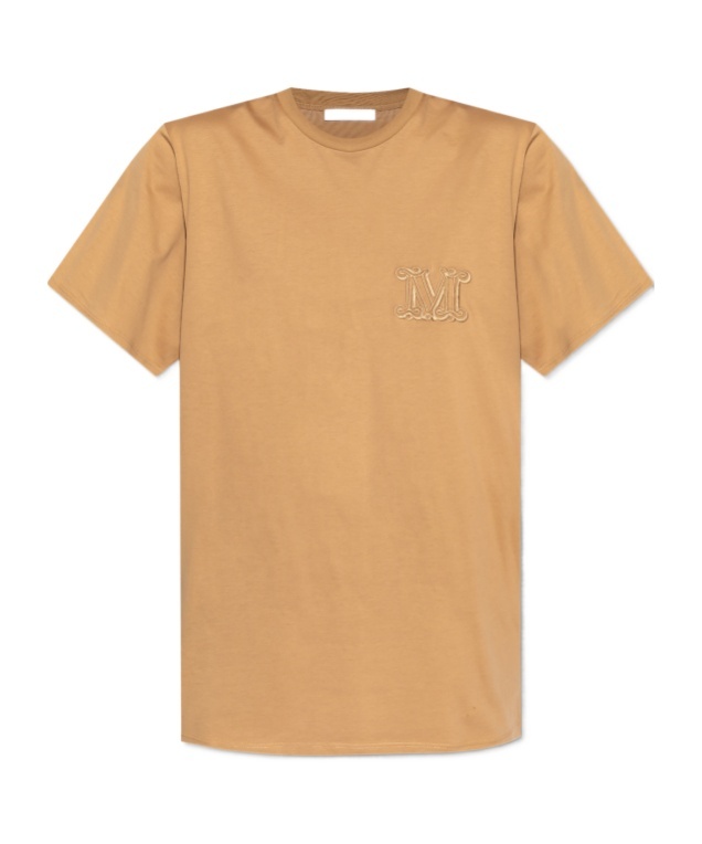 Max Mara Clay-coloured Cotton T-shirt With Logo In Nude