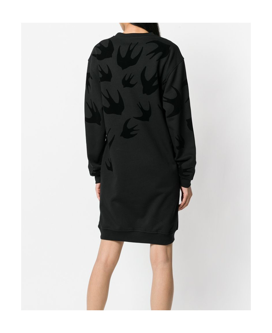 Shop Mcq By Alexander Mcqueen Swallow Print Sweatshirt Dress In Black