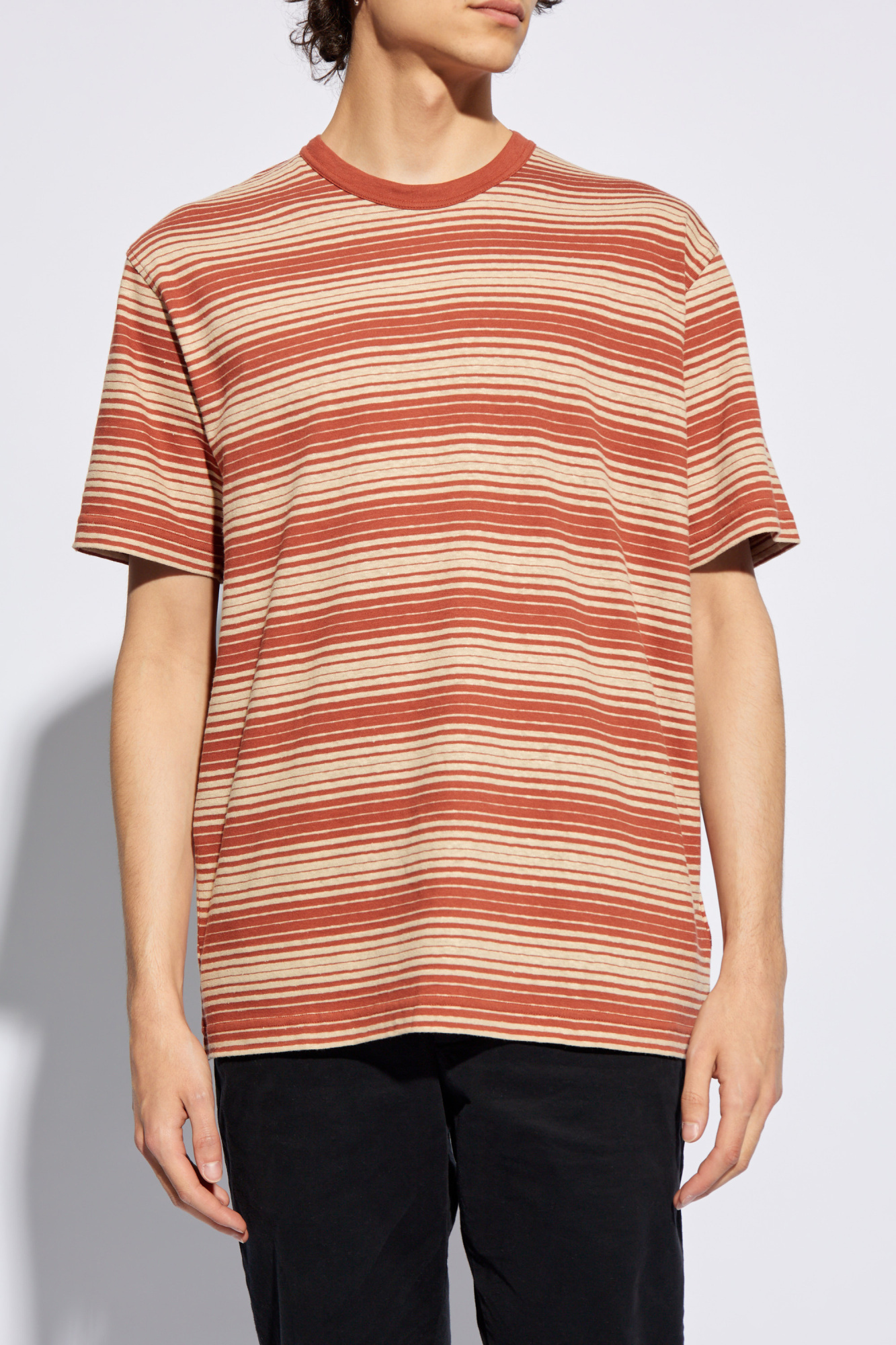 Norse Projects Johannes Spaced Stripe T Shirt Red In Nude