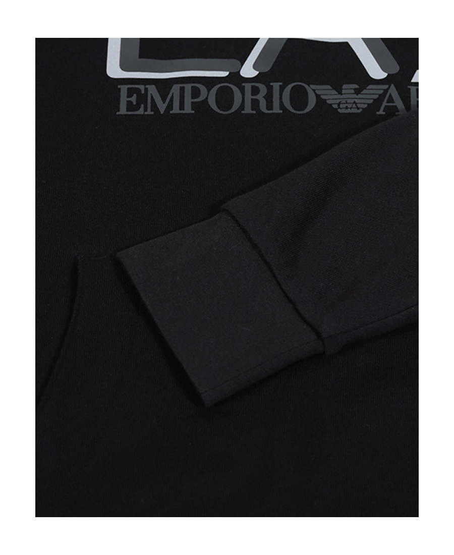 Ea7 Logo Hooded Sweater In Black