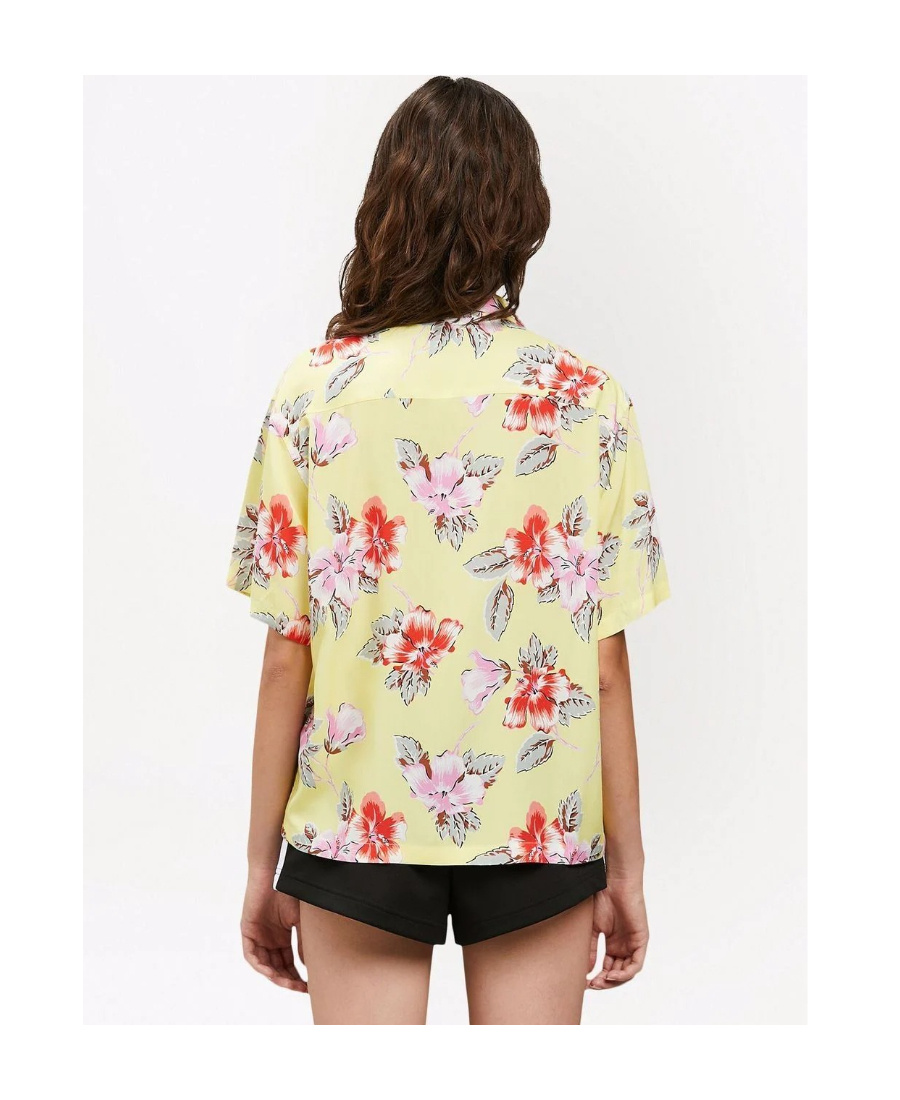 Palm Angels Hibiscus-print Short Sleeve Shirt In Yellow